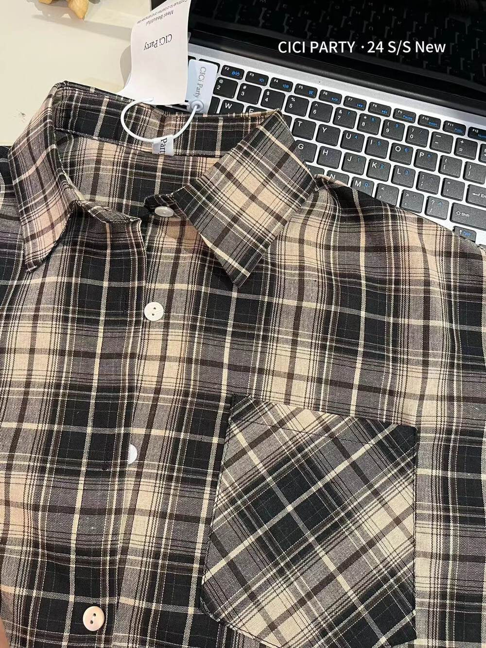 Plaid thin long-sleeved shirt
