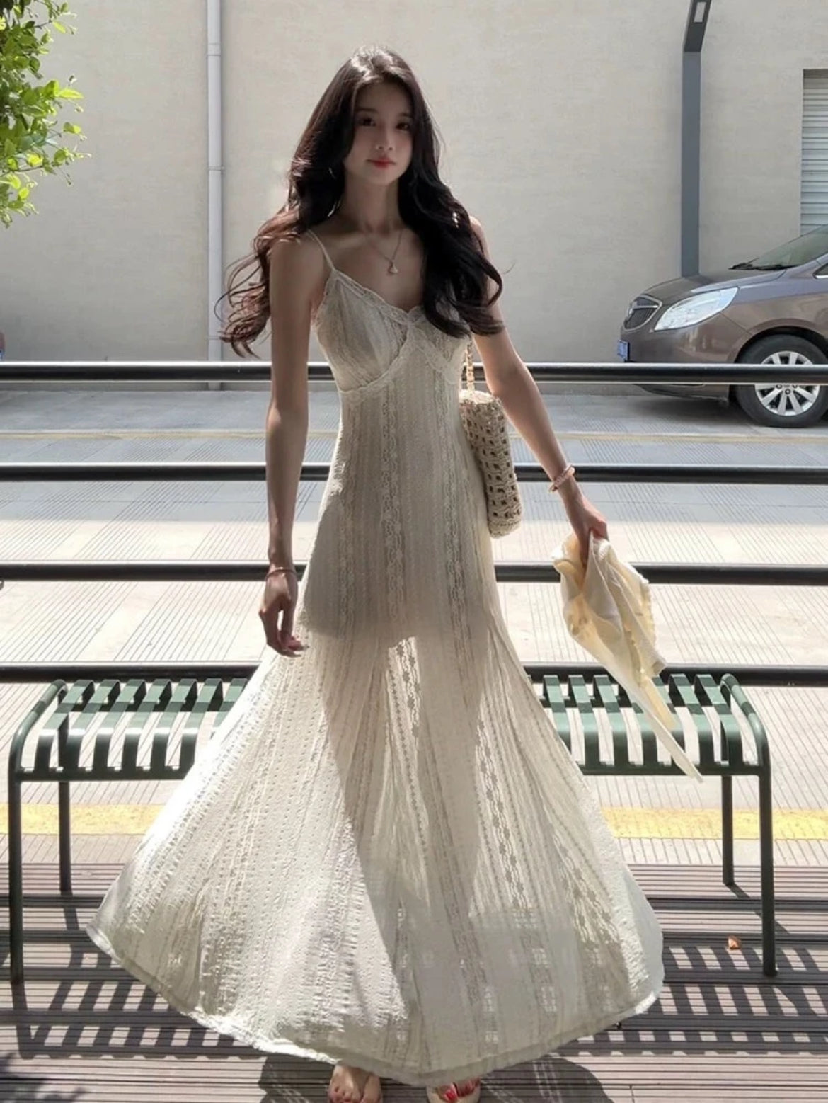 Lace suspender dress