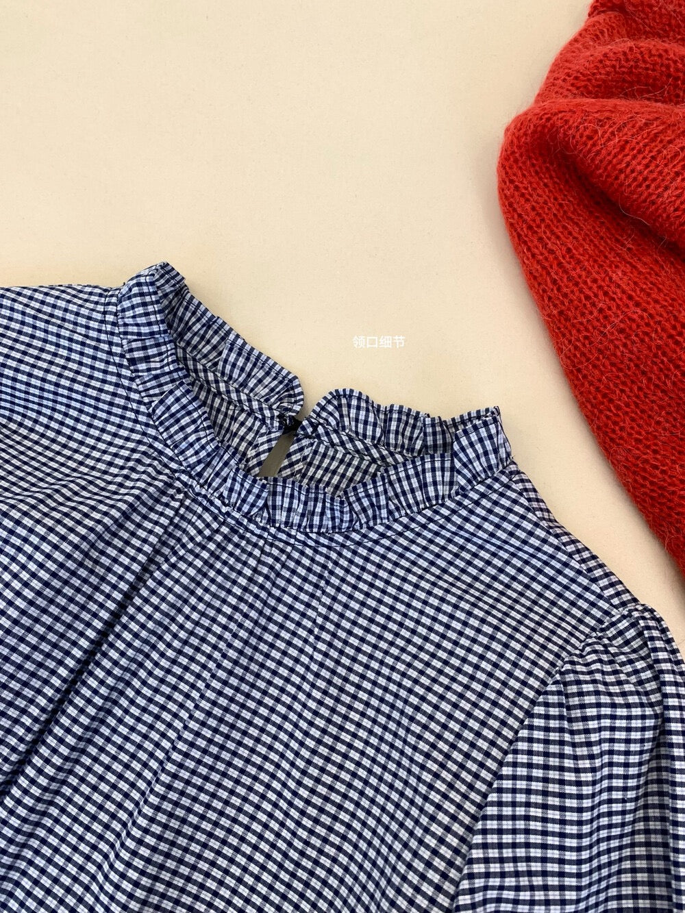Korean style simple blue plaid shirt