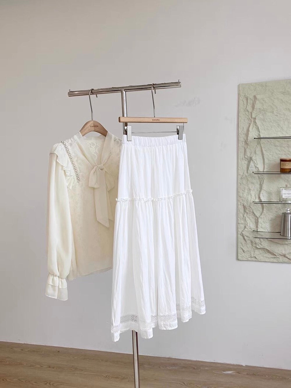 Pure white lace patchwork long dress