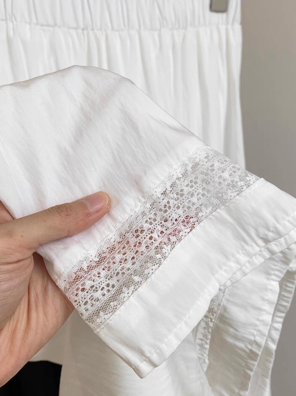 Pure white lace patchwork long dress
