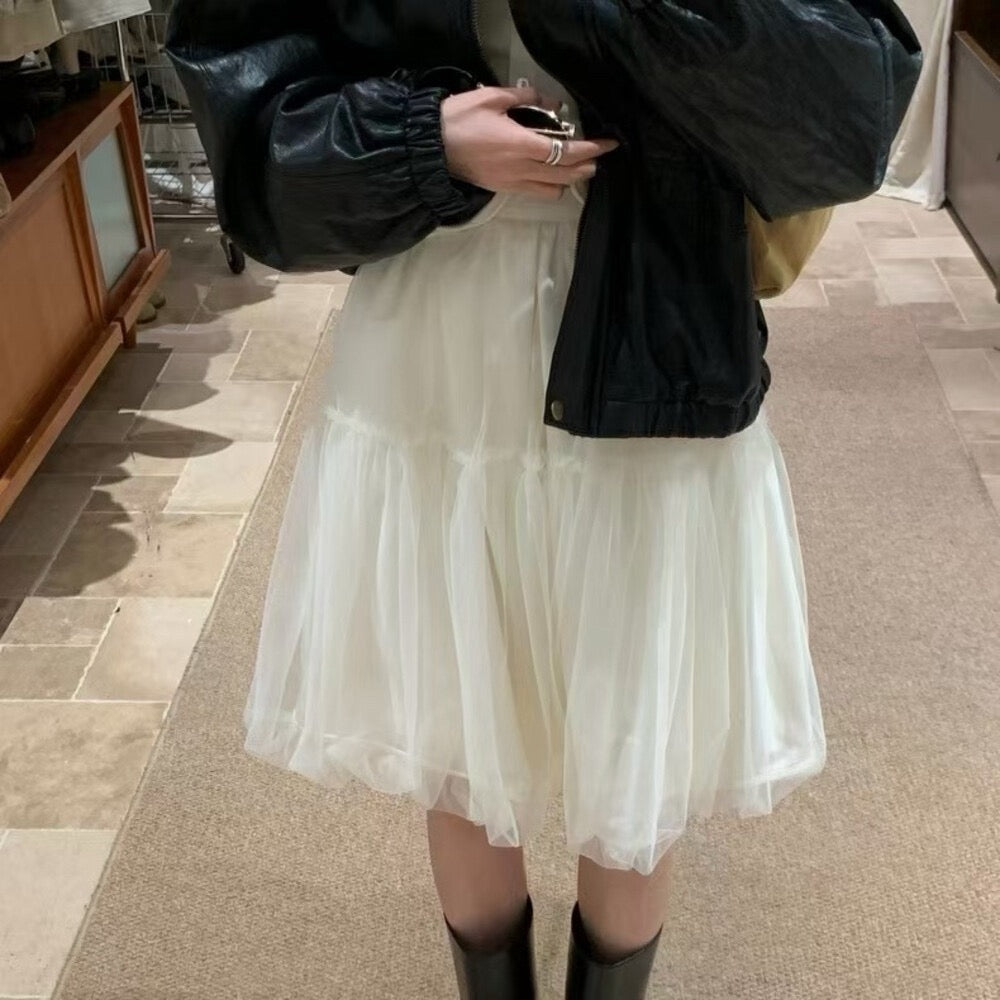 Elegant and fairy-like mesh cake tutu skirt