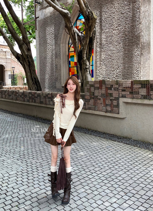 Versatile soft leather puffy skirt