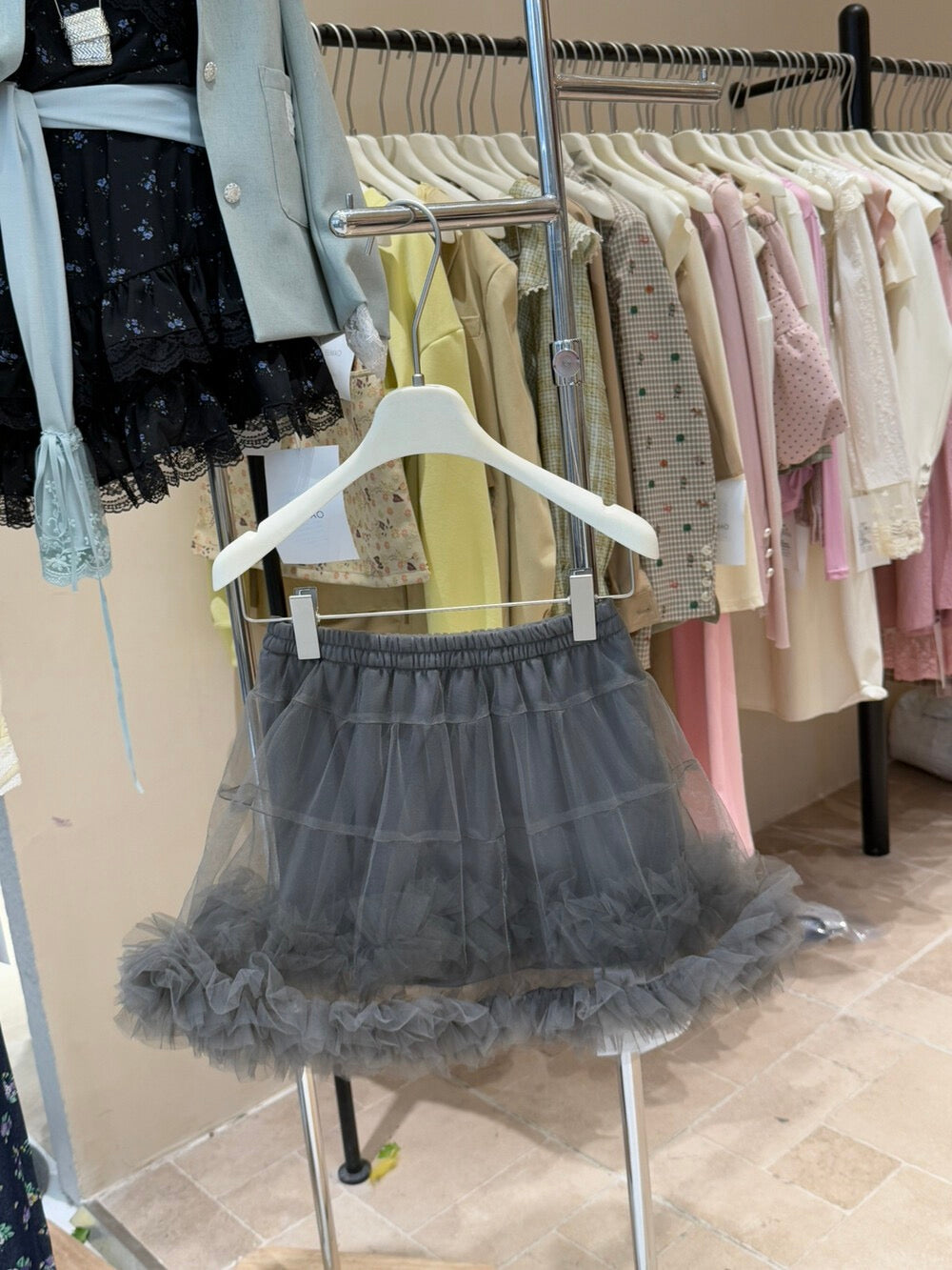 Sweet and cute all-match solid color splicing mesh lace tutu skirt