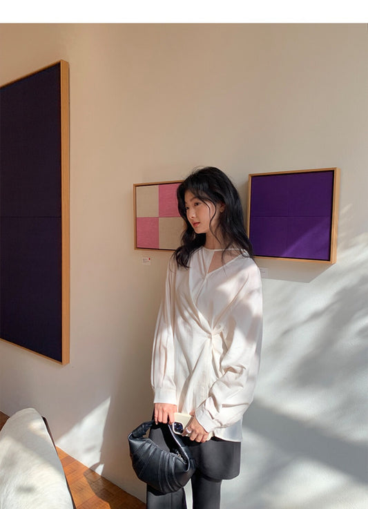 Korean style irregular design loose shirt