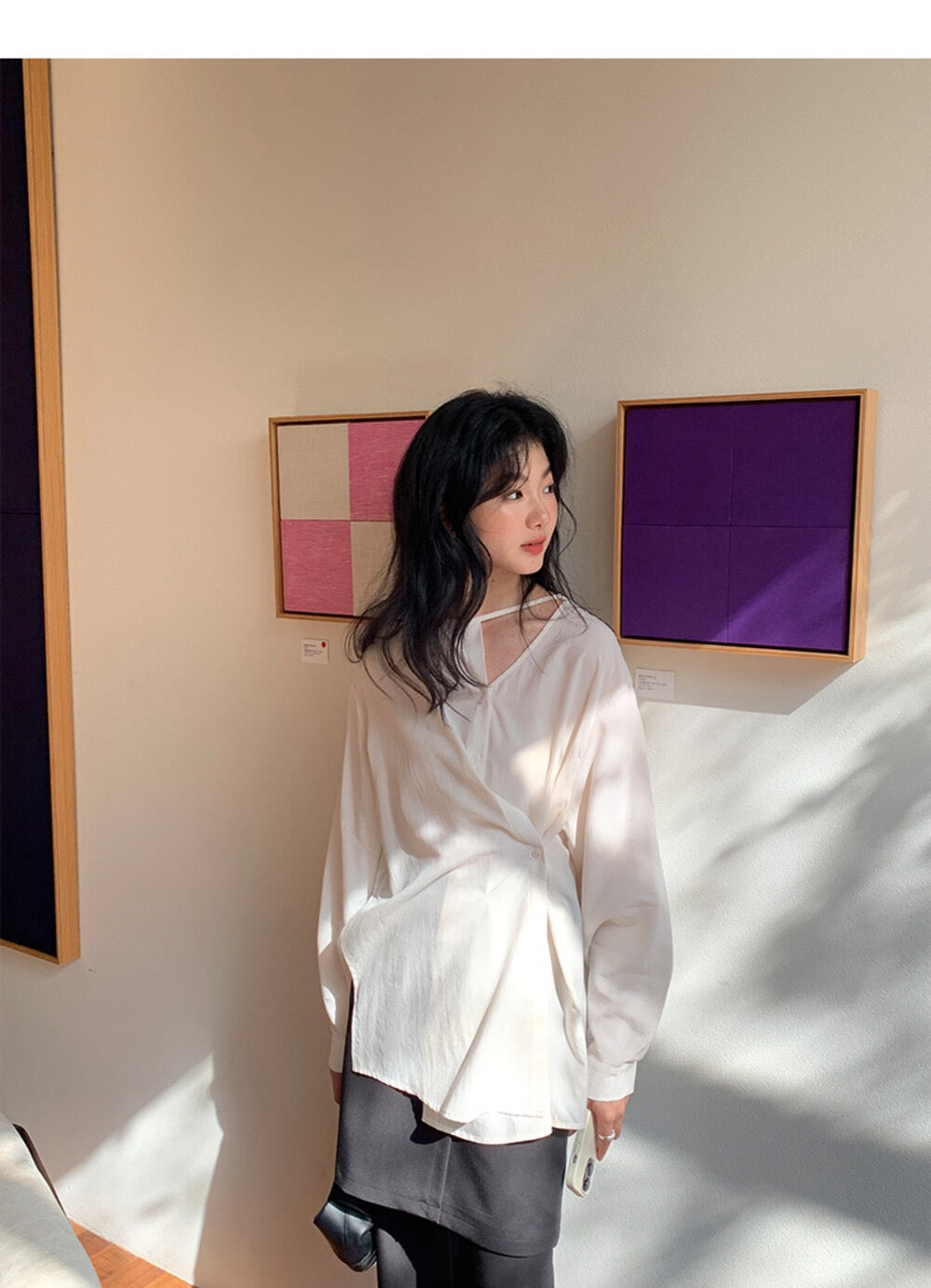 Korean style irregular design loose shirt