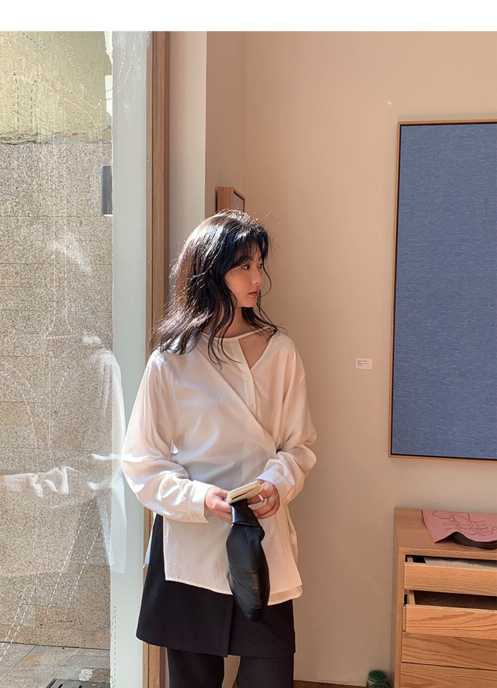 Korean style irregular design loose shirt