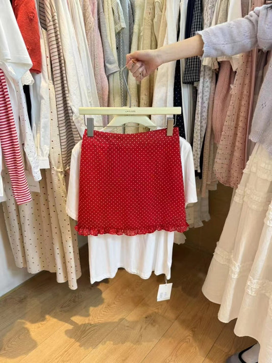 Sweet Chiffon Polka Dot Ruffle Skirt