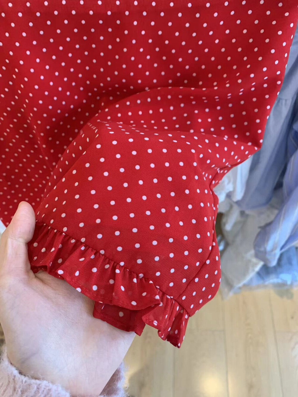 Sweet Chiffon Polka Dot Ruffle Skirt