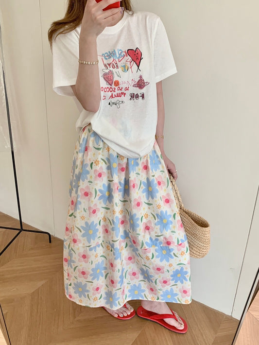 Versatile slim floral maxi skirt